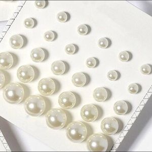 15 Pair Multi Size Faux Pearl Stud Earrings